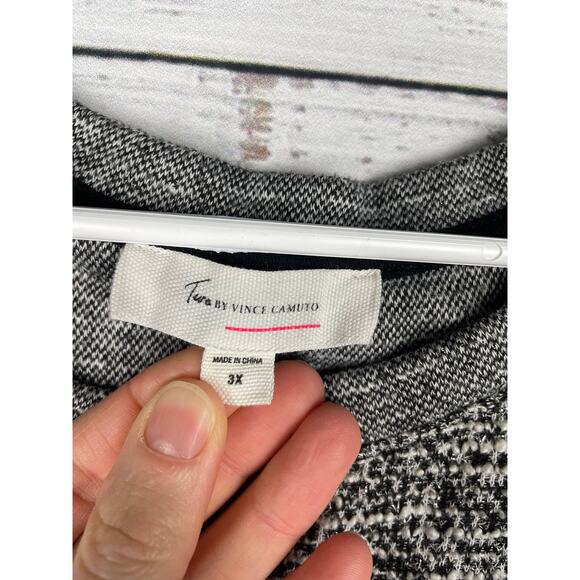 Two by Vince Camuto Sweater Mixed Media 3X Gray Layered Minimalist Career Office - Picture 4 of 8